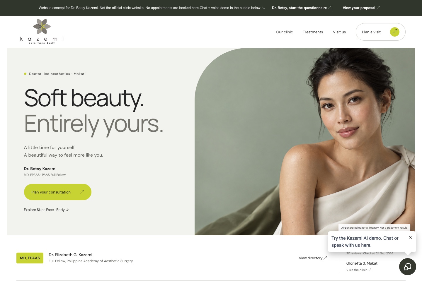 Dr. Betsy Kazemi concept website preview
